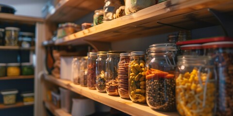 Shelf and space for storing food in the house, organizing pantry space, home interior design