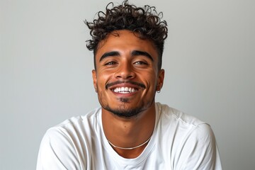 Obraz premium Young Brazilian man isolated on white background laughing