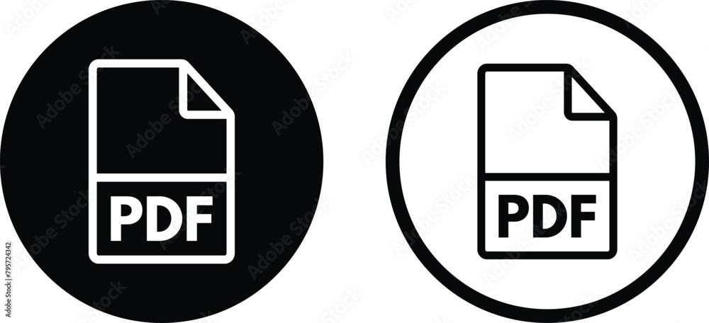 Poster pdf icon set in two styles isolated on white background . computer pdf file icon . vector