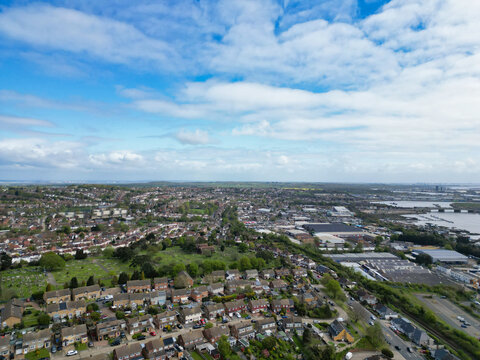 Aerial View of Residential District of Strood Town of Rochester, England United Kingdom. 