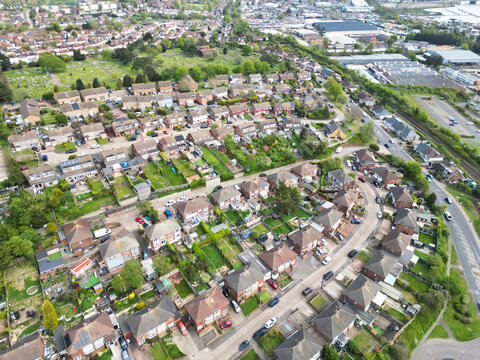 Aerial View of Residential District of Strood Town of Rochester, England United Kingdom. 