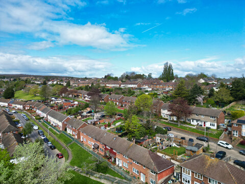 Aerial View of Residential District of Strood Town of Rochester, England United Kingdom. 