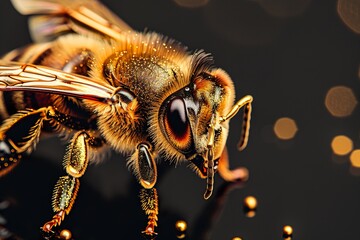 World Bee Day May 20 Gold bee isolated on black background 