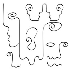 Abstract One Line Face