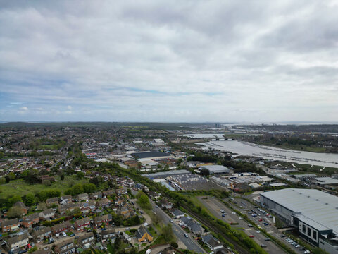 Aerial View of Residential District of Strood Town of Rochester, England United Kingdom. 
