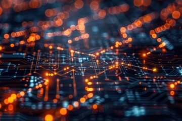 Obraz premium Close-up view of a secure blockchain network operation, visualizing encrypted transactions for online betting and casino games