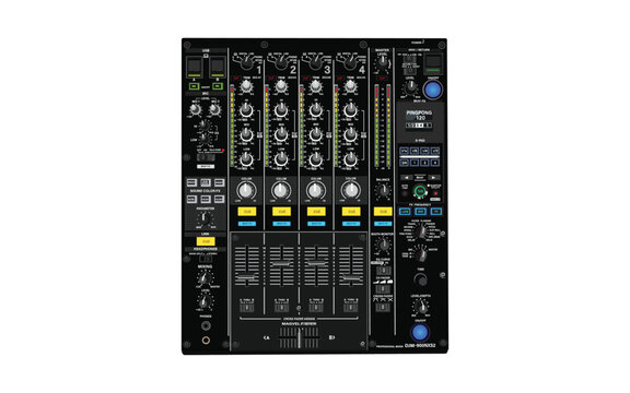 Realistic vector DJM 900 NXS2 Mixer set of professional DJ equipment.Illustration on the theme of nightlife. Image for a poster and flyer. Material for placement on t-shirts.