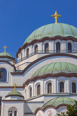 Serbian Orthodox Saint Sava Temple in Belgrade at Sunny Summer Day