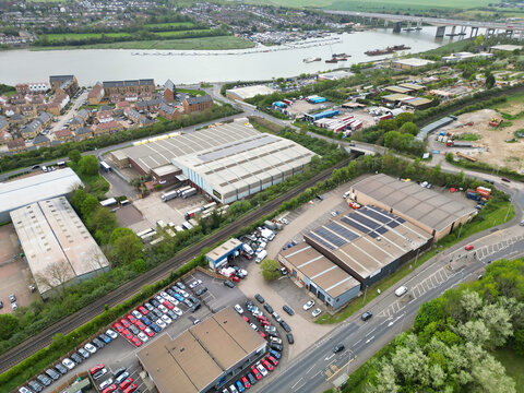 Aerial View of Residential District of Strood Town of Rochester, England United Kingdom. 