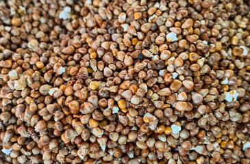 salted baked Kashmiri corns close-up. stock photo