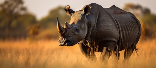 Endangered rhino herding.
