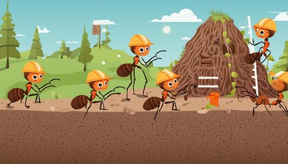 Group of Ants Walking Across Dirt Field. Generative AI