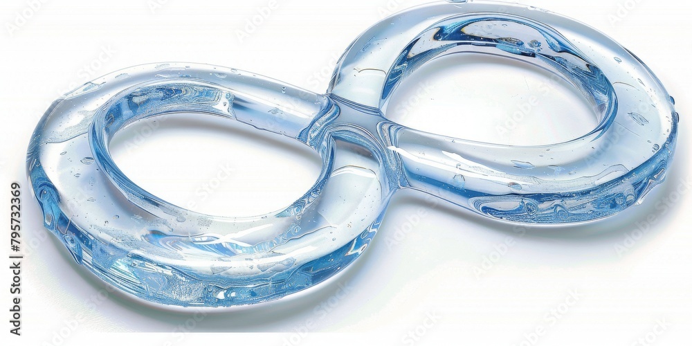 Leinwandbilder An Artistic Representation of the Infinity Symbol Created with Blue Water and Bubbles, Emphasizing Concepts of Purity, Connection, and Continuity in a Transparent Liquid Form, Generative AI