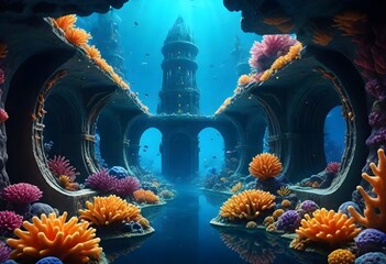 Fantasy a hyperrealistic 8k underwater coral city  (6)