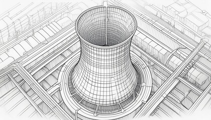 A Pencil Drawing of a Water Tower. Generative AI