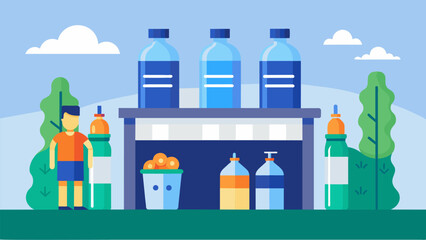 Obraz premium A studio that offers reusable water bottles for purchase promoting a decrease in singleuse plastic waste.