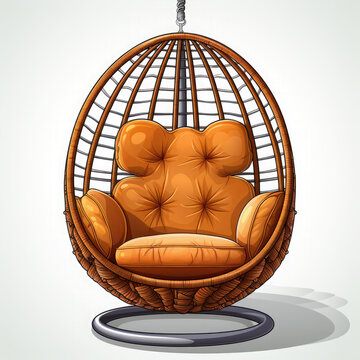 recommend clip art: Watercolor a woven wicker egg-shaped hanging chair vector, clipart Illustration, Generative Ai