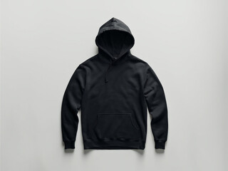 Buzo negro sobre fondo blanco, sudadera con capucha, para diseño