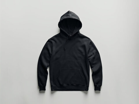 Buzo negro sobre fondo blanco, sudadera con capucha, para dise&ntilde;o