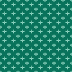 fleur-de-lis royal, luxury seamless pattern background. Ornament with symbol green fleur-de-lis illustration © Tanita