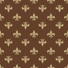 fleur-de-lis royal, luxury seamless pattern background. Ornament with symbol beige fleur-de-lis illustration