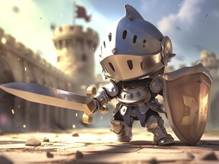 Fototapeta premium Cute knight character