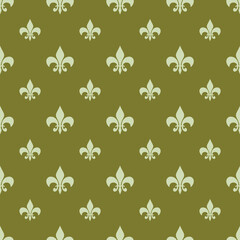 fleur-de-lis royal, luxury seamless pattern background. Ornament with symbol green fleur-de-lis illustration © Tanita