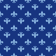 fleur-de-lis royal, luxury seamless pattern background. Ornament with symbol blue fleur-de-lis illustration