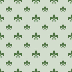 fleur-de-lis royal, luxury seamless pattern background. Ornament with symbol green fleur-de-lis illustration