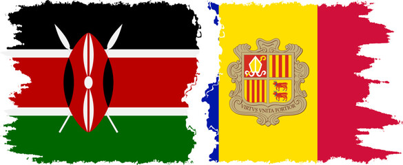 Fototapeta premium Andorra and Kenya grunge flags connection vector