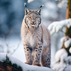 Fototapeta premium A stunning illustration of a majestic lynx, capturing the beauty and strength of this wild feline. Image made by artificial intelligence. 
