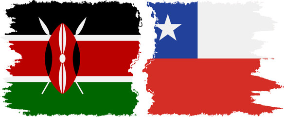 Chile and Kenya grunge flags connection vector