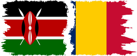 Chad and Kenya grunge flags connection vector