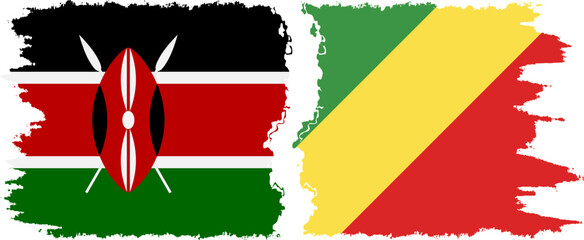 Congo-Brazzaville and Kenya grunge flags connection vector - obrazy, fototapety, plakaty
