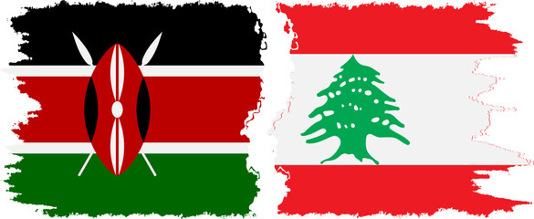 Naklejka premium Lebanon and Kenya grunge flags connection vector