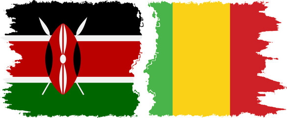 Mali and Kenya grunge flags connection vector