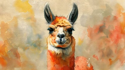 Fototapeta premium Watercolor Llama Design for Various Products and Projects. Concept Llama Illustration, Watercolor Art, Product Design, Creative Projects, Alpaca Theme