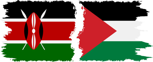 Palestine and Kenya grunge flags connection vector