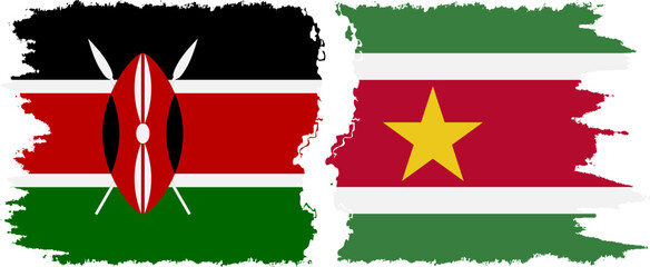 Suriname and Kenya grunge flags connection vector - obrazy, fototapety, plakaty