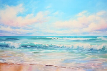 Summer sea landscape outdoors painting.