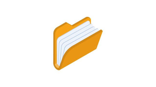 Animation of a folder with documents moving out of it