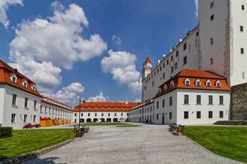 Bright afternoon at the Bratislava castle with rolling clouds, Bratislava, Slovakia