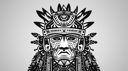 Inca Warrior Archery Glyph in Circular Frame
Detailed Inca Chieftain Profile Illustration
Traditional Inca Warrior Line Art