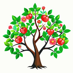 A apple tree, with flowers, full body, white background