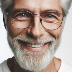 A smiling old man isolated on a white background