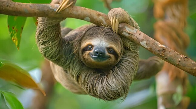 sloth animal on tree branch