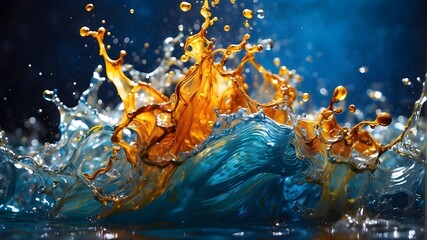 vibrant water splash against a blue backdrop