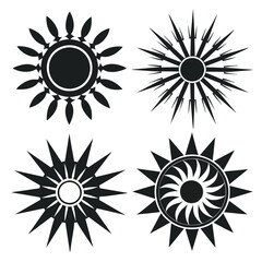 Set of sun vector silhouette an white background 