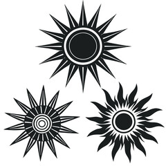 Set of sun vector silhouette an white background 
