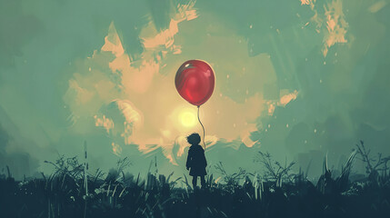 a person holding a red balloon